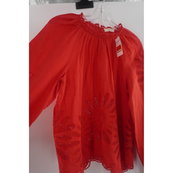 Ulla Johnson Porcelain Louisa Scalloped Eyelet Ruffled Poppy Red Blouse Sz 6 NWT - Picture 8 of 16